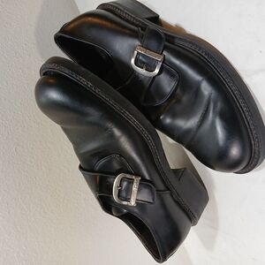 Men's Black Leather Buckle Shoes